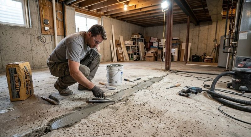 Cracked Basement Floor Repair in Seminole County, FL